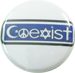 Coexist Button weiss blau